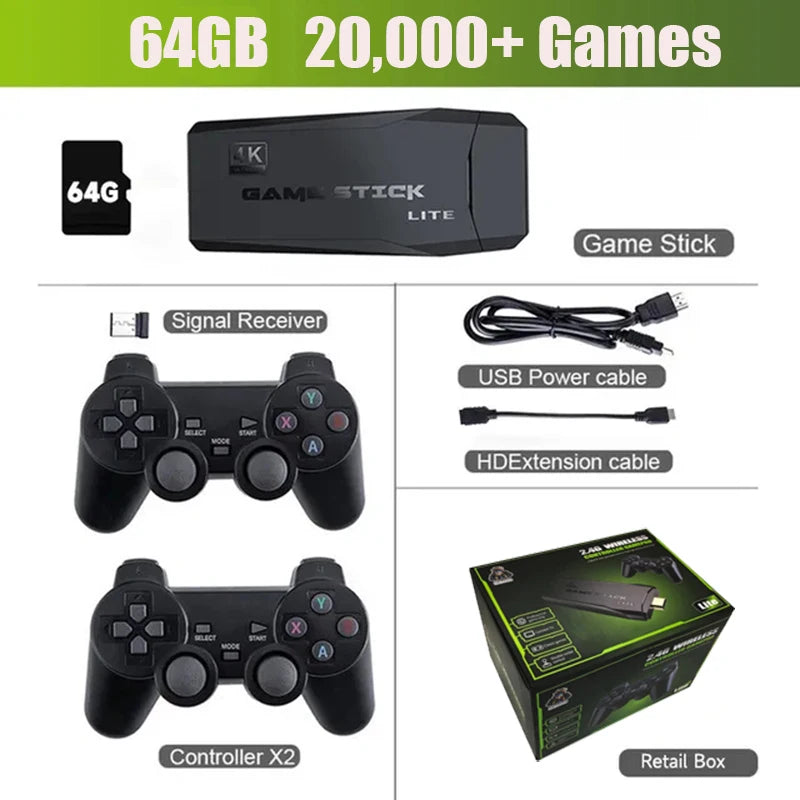 TechNest™4K Game Console with Wireless Controllers & 20000 Games