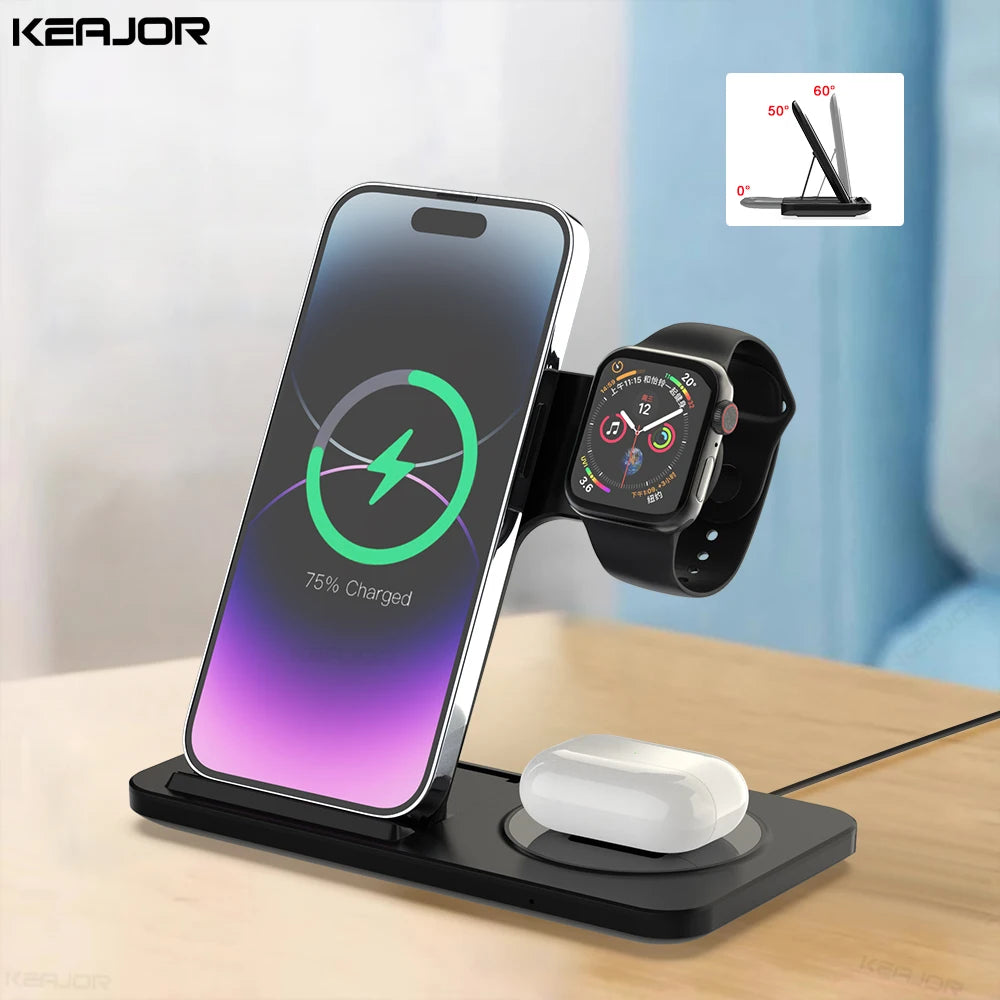 TechNest™3-in-1 Foldable Wireless Charger for iPhone & Watch