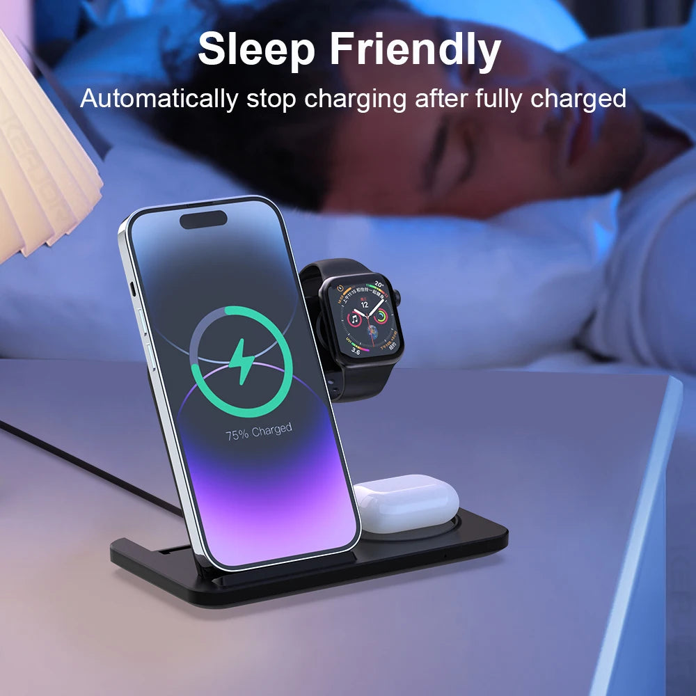 TechNest™3-in-1 Foldable Wireless Charger for iPhone & Watch