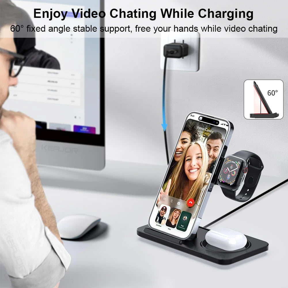 TechNest™3-in-1 Foldable Wireless Charger for iPhone & Watch